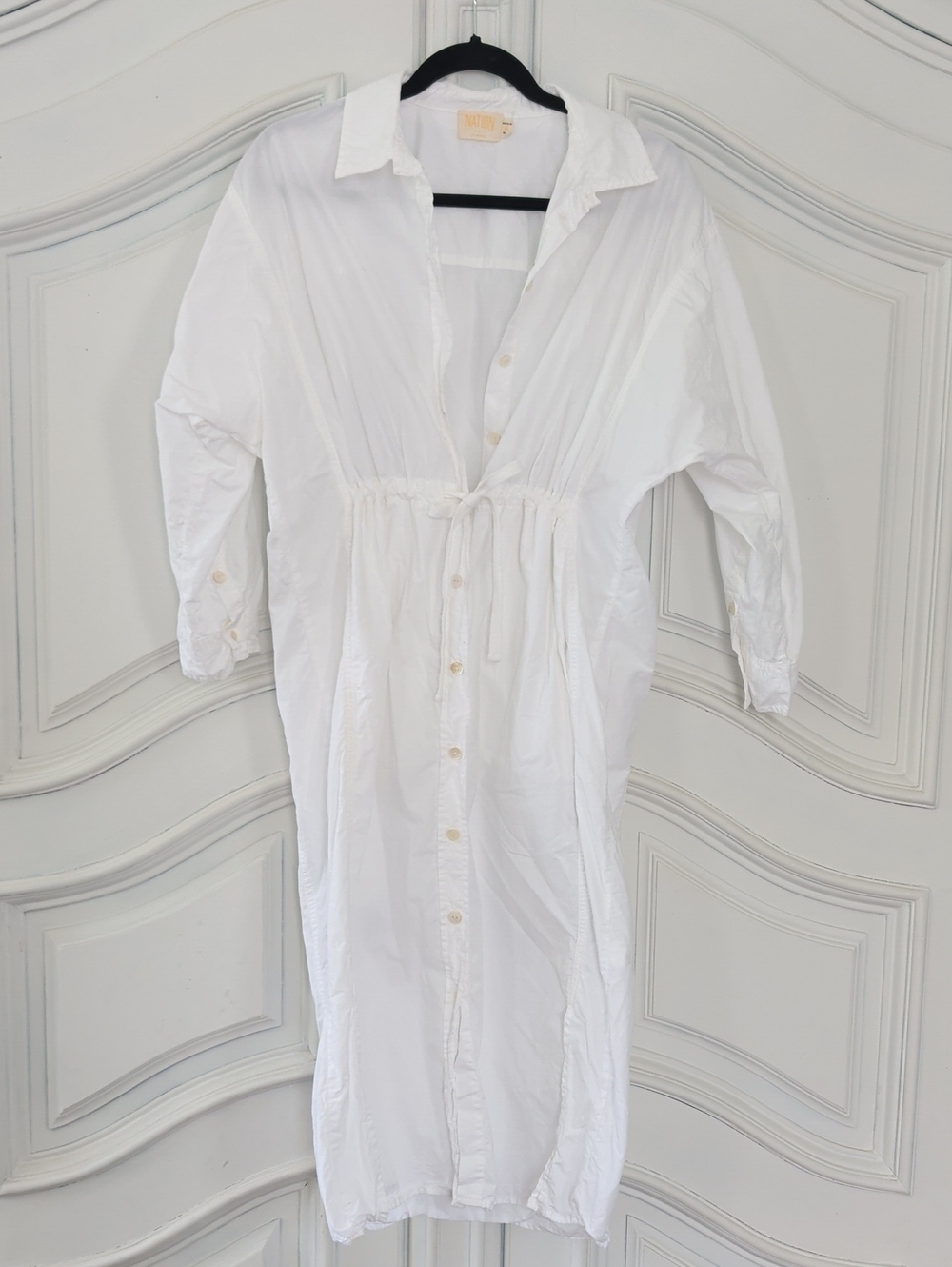 Nation LTD White Button-Front Midi Shirt Dress